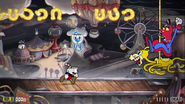 o burro e descabelando o palhaço no cuphead