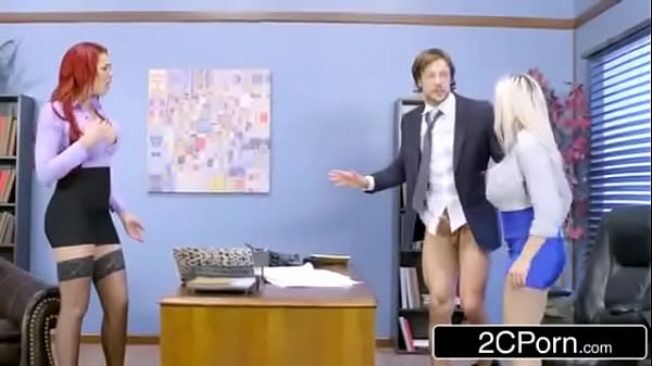Job Interview Gone Wild with a Tall Fiery Redhead and a Petite Busty Blonde