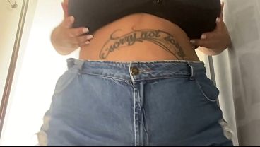 Naughty BBW in the store's fitting room.