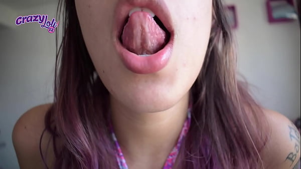 Moaning and showing my long tongue
