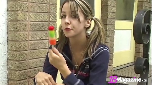Little Titty Andi Pink Licks Popsicle & Shows Pussy!