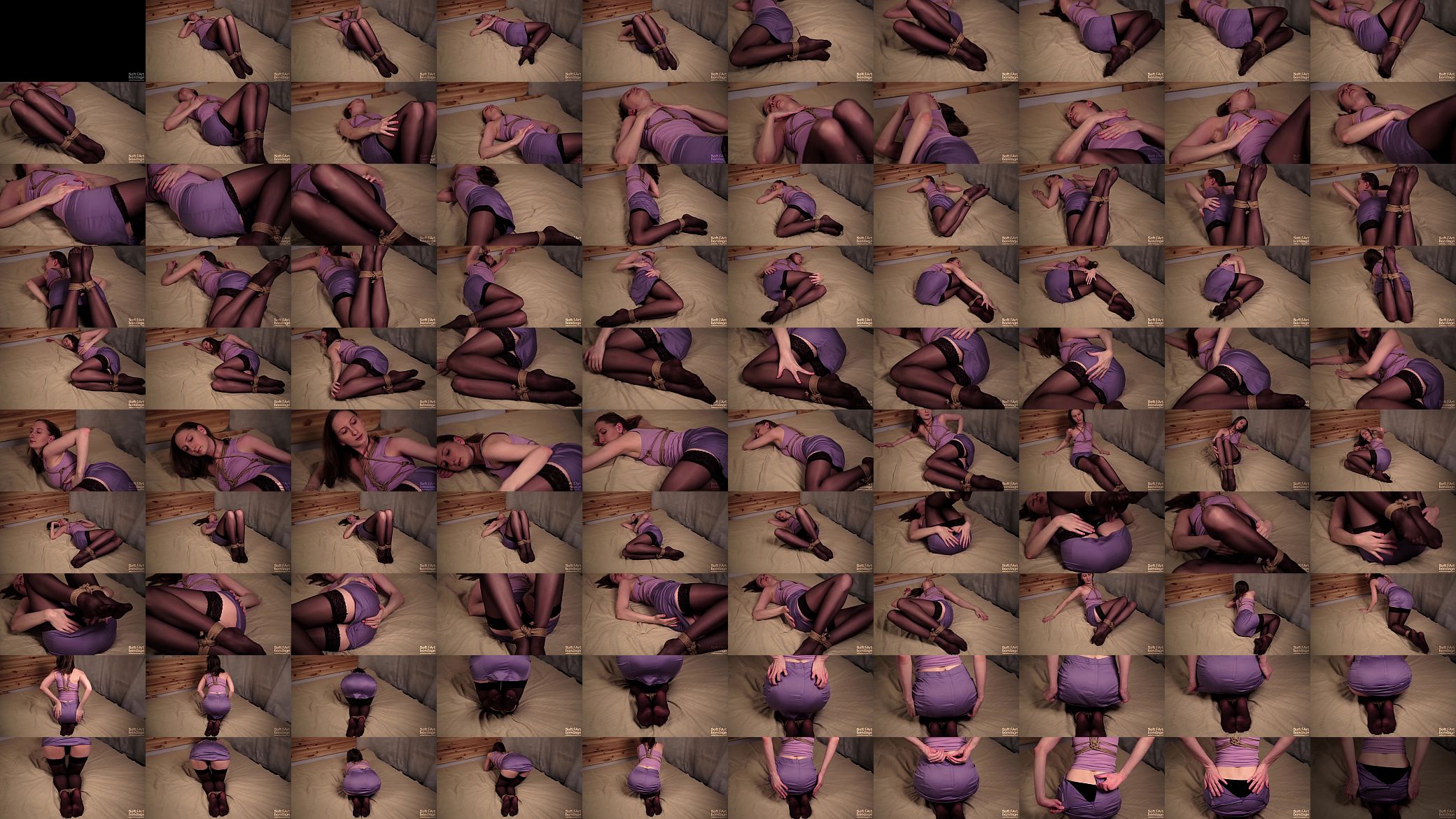 Violet madness with jute tied legs in stockings and skirt 预览图