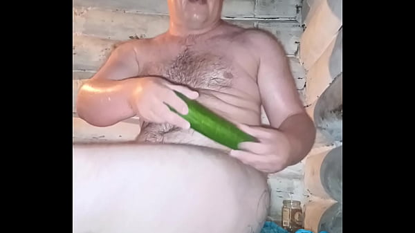 A Russian guy fucked his fat ass with a cucumbe...