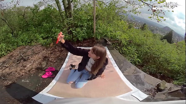 Perfect teen Lili Charmelle sucks and fucks outdoor