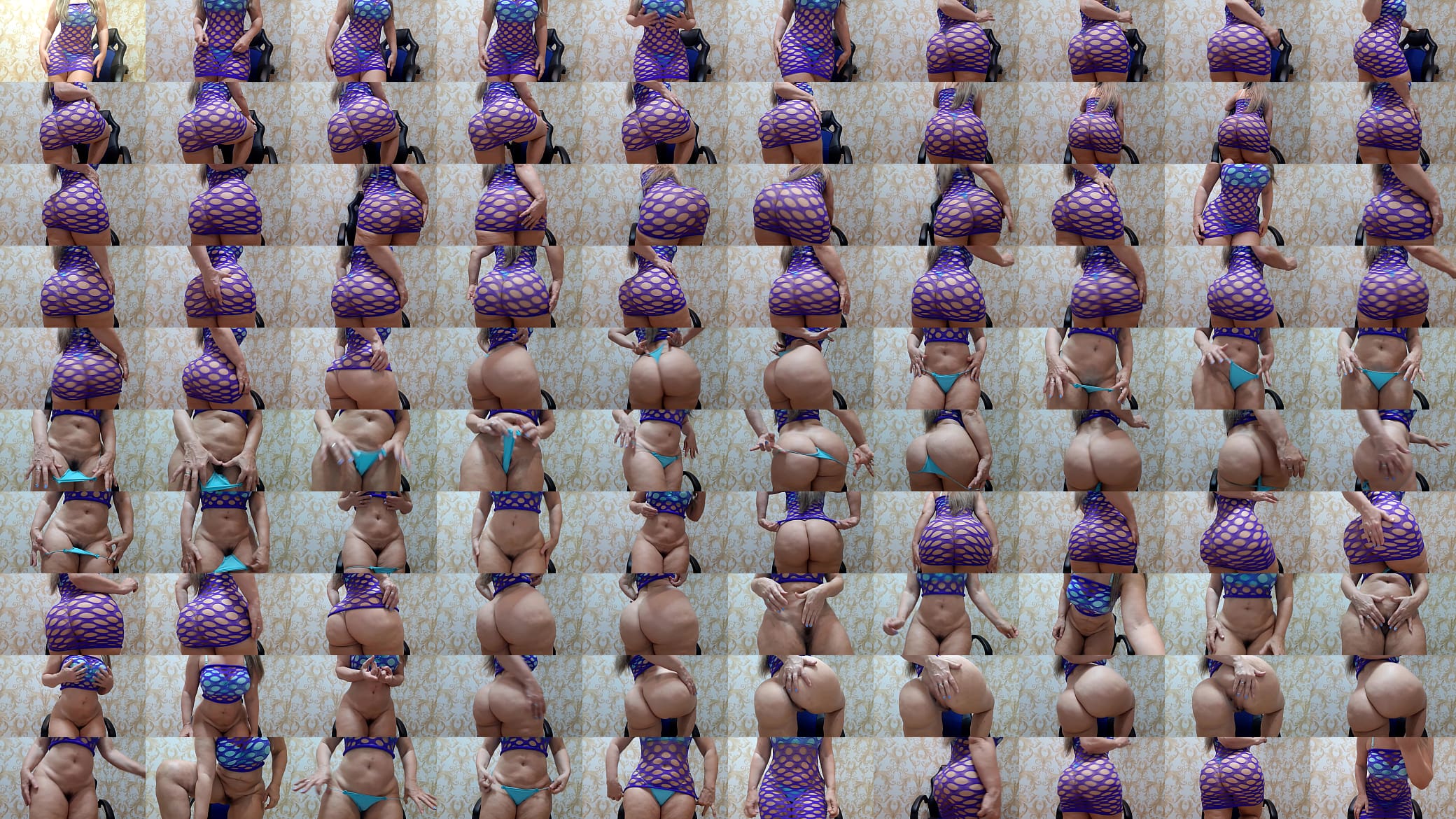 Rebolando seu enorme bumbum  com vestidinho arrastao azul/ 预览图