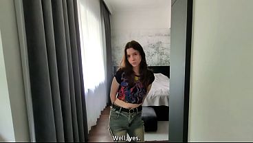 Meeting on the streets with Polish student ends with huge cumshot on her petite body