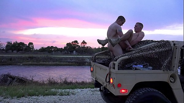 Horny soldiers having a fun time out in the bat...