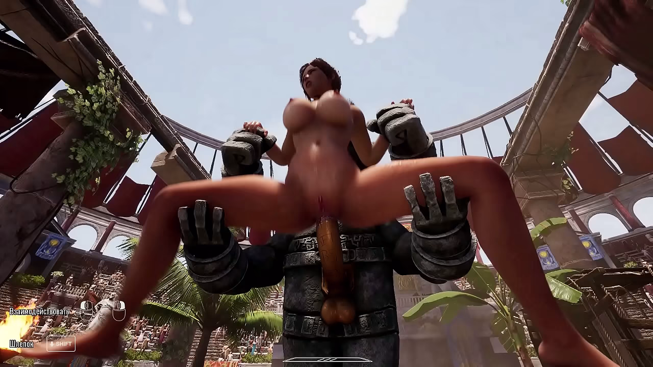 Lara Croft couldn'_t resist and gave herself to the awakened statue in front of 1,000 spectators in the arena.