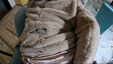 Naked in My Fur Coat, Deep Blowjob, Doggy Fuck and Cum on Satin Lining