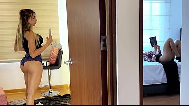 Stunning Latina MILF! The mother-in-law gets excited and masturbates while listening to moans in the other room!