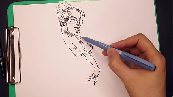 porn artist at work , drawing sexy girls , sketching fast