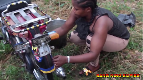 AFRICAN HOUSE WIFE CAUGHT CHEATING ON HER HUSBAND AS SHE WENT TO WASH MOTORCYCLE - THE GANGSTER EAT HER PUSSY WITH BIG MONSTER COCK