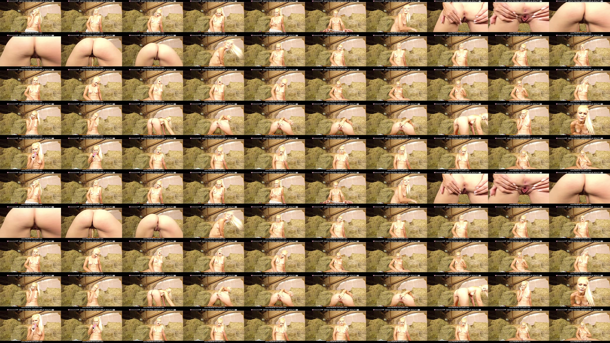 Solo blonde darling, Izzy Delphine is masturbating on a on a haystack, in VR. 预览图