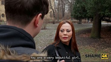 SHAME4K. This redheaded MILF met a Young guy and immediately had sex with him