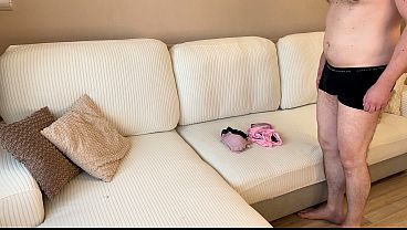 Step Sister Helped Me Cum When She Saw Me Jerking My Dick With Her Panties
