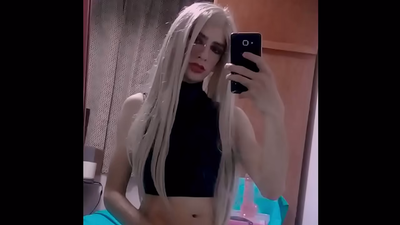 Blonde slut fucks her tight cunt with a dildo