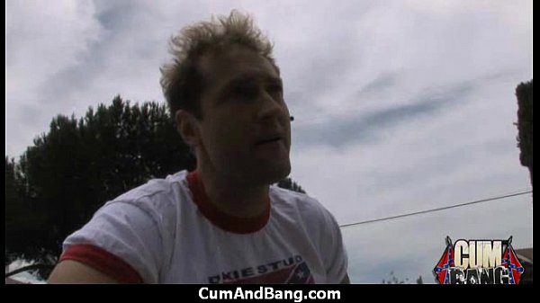 ?Ebony fucked by a group of white dicks in gang...