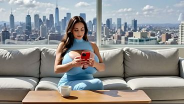 lactating woman receives a call from her fan