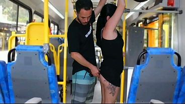 Brunette groping on the bus