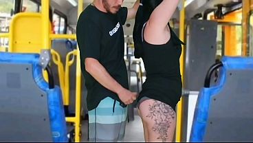 Brunette groping on the bus
