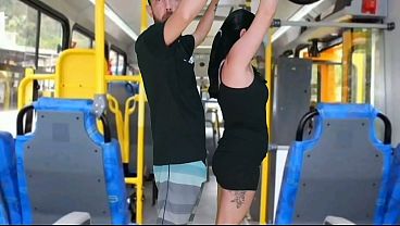 Brunette groping on the bus