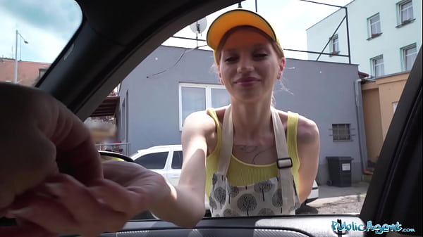 Public Agent A Sexy Barista is taken from work and fucked in a basement
