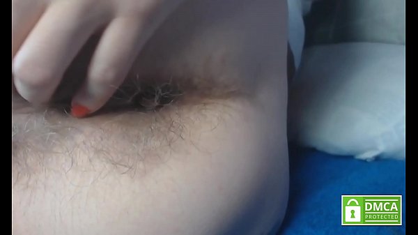 Playing and fingering super hairy asshole extreme close up