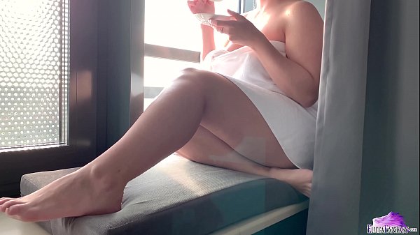 Masturbation with Vibrator on Windowsill - Solo