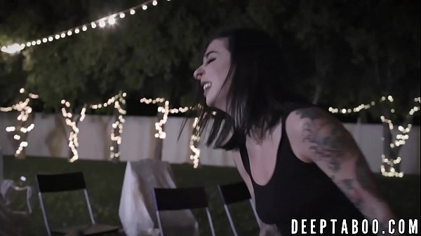 Naughty teen pussy licks goth MILF while getting fucked