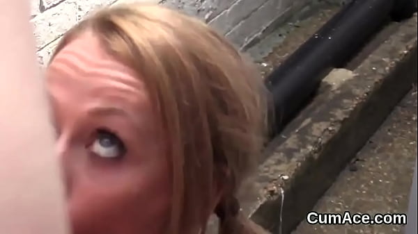 Flirty hottie gets cumshot on her face swallowi...