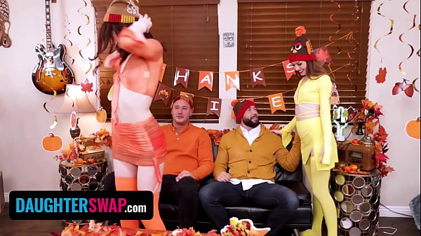 DaughterSwap - Horny StepDaughters Have a Crazy Orgy With Their Step-Dads on Thanksgiving - Enter SWAPPZ26 on official site for discount