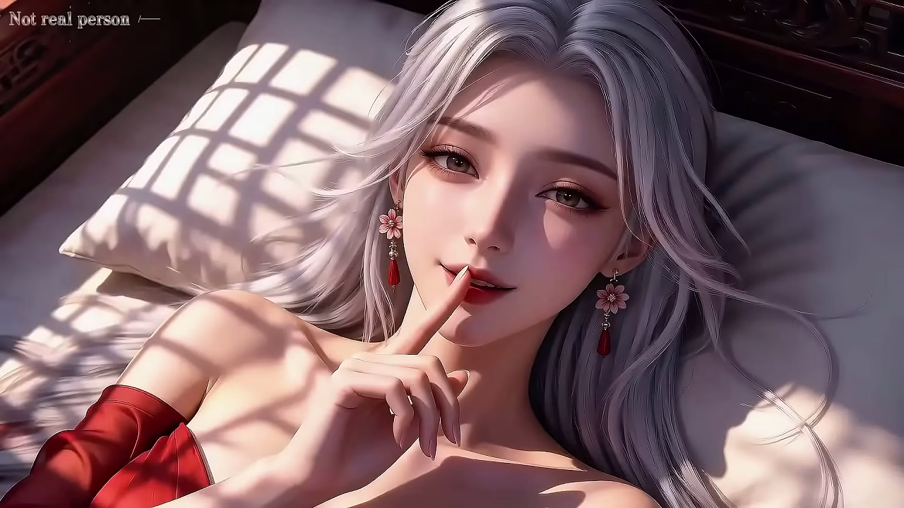 The beautiful woman with white hair and red eye mask might be the ideal beauty you have imagined in your heart, Episode Two bear watching AI-generated