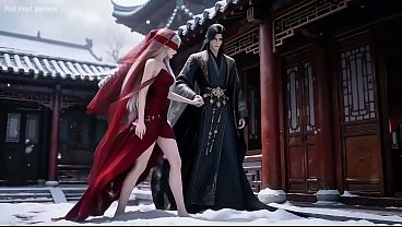The beautiful woman with white hair and red eye mask might be the ideal beauty you have imagined in your heart, Episode Two bear watching AI-generated
