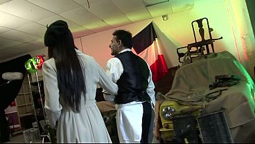 Horny Teen Step Sister with Sexy Legs Helps me Cum