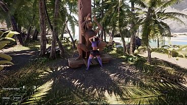 Lara Croft's pussy and ass were destroyed by a huge stone penis on the statues