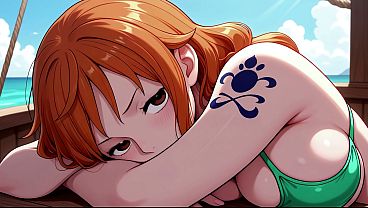 Nami Fucks the Crewmate of Her Ship and Receives a Anal Creampie! One Piece Uncensored POV Hentai AI-generated