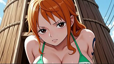 Nami Fucks the Crewmate of Her Ship and Receives a Anal Creampie! One Piece Uncensored POV Hentai AI-generated