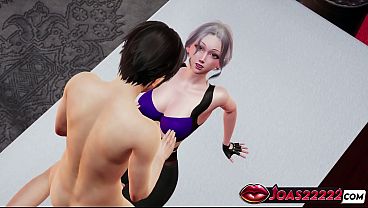 Bai yi hot anime girl in huge boobs play rimjob with moanings wet pussy licking by wall leading to squirt