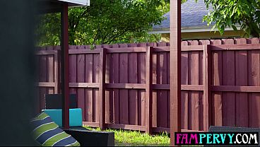 Big ass curvy sunbathing stepmom lets stepson finger and fuck her