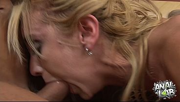 Blonde Slut Screams in 2on1 DP and Sloppy Deepthroat