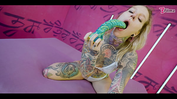 tattooed girl DEEP THROAT fucked and DP - hard ANAL strech - ATM, toys, GAPE, face fuck, big dick (goth, punk, alt porn) ZF111