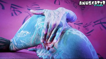 Dreadhead tattoo PORNSTAR ANAL fucked after dildo masturbation