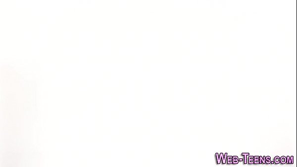 Tiny teenager licks vag