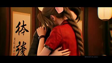 Aerith x Madam M. Lesbian kissing (Final Fantasy VII/AI generated)