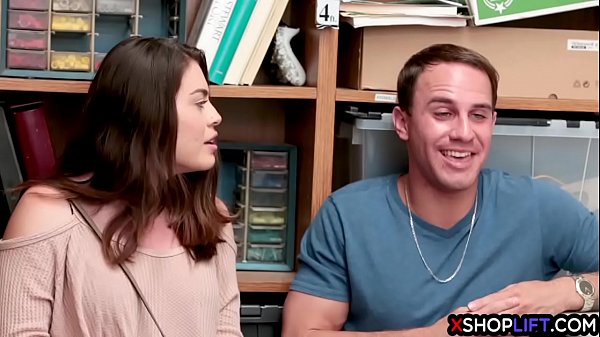 Busty teen fucked in front of her boyfriend by security