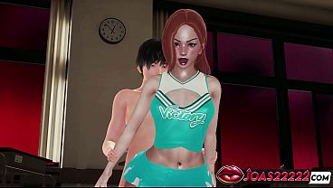 Sexy Cheerleader Leila in Hentai - Tight Pussy Doggystyle Sex Close Up, POV Missionary on Desk Until Wet, Intense Anal in Pilderiver Pose Ending with a Creampie