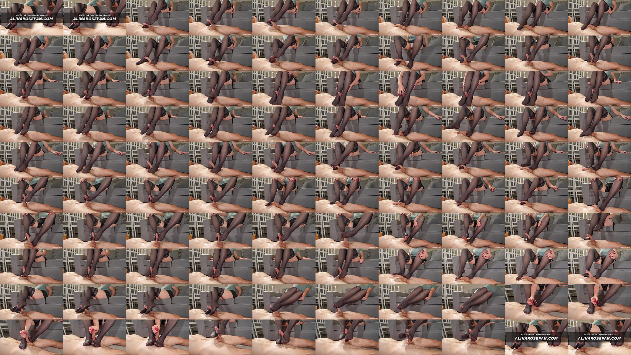 Pleasure from Legs in Stockings - Nylon Footjob, Cum on Feet 预览图