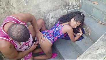 Catching my stepdaughter on the stairs, 100% anal.