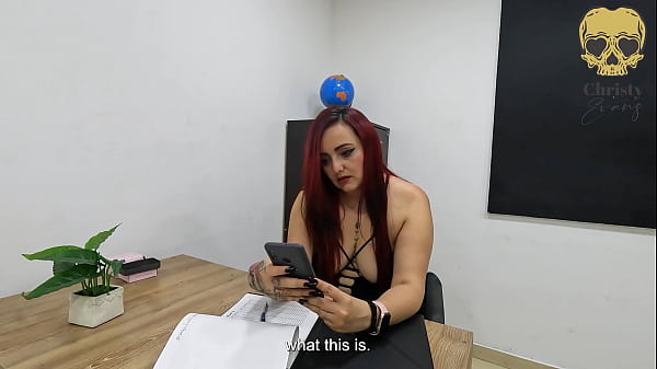 Kinky teacher masturbating in the classroom