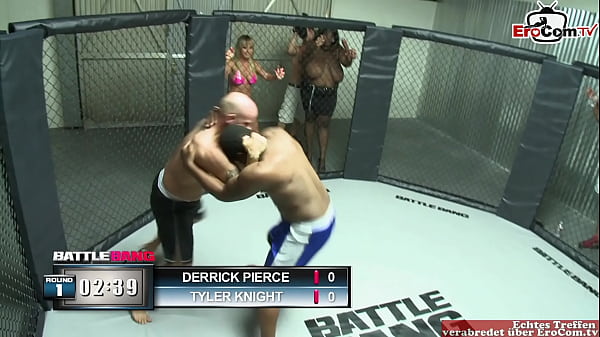 Blonde slut with natural tits fucks in a boxing ring